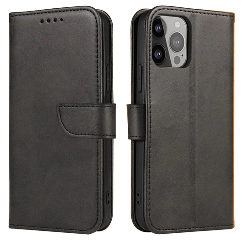 Quality PU Leather + TPU Phone Case Wallet Design Phone Cover for iPhone 13 6.1 inch - Black - 1