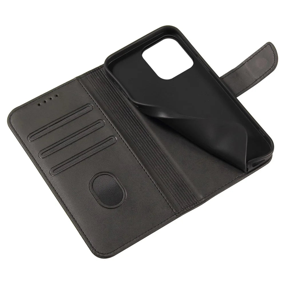 Quality PU Leather + TPU Phone Case Wallet Design Phone Cover for iPhone 13 6.1 inch - Black - 6