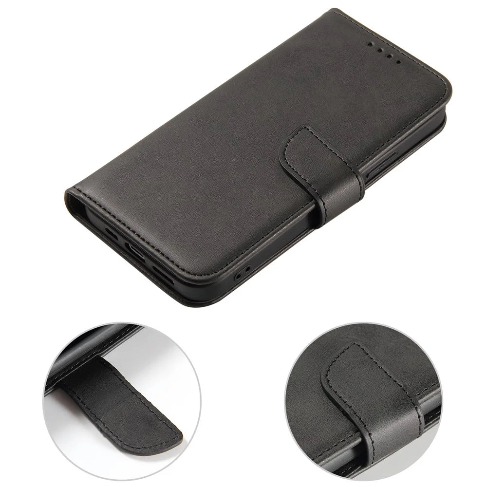 Quality PU Leather + TPU Phone Case Wallet Design Phone Cover for iPhone 13 6.1 inch - Black - 7