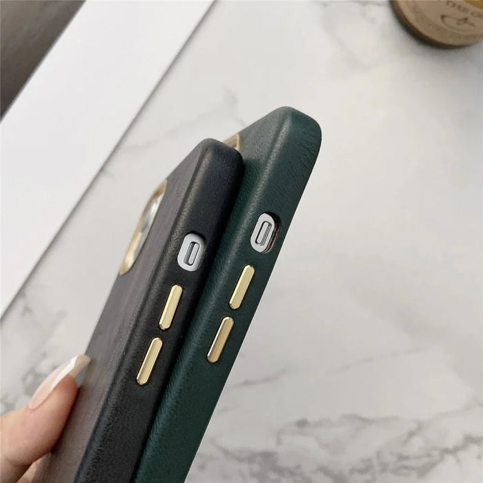 PU Leather Coated PC Case Phone Back Cover Protector for iPhone 13 Pro 6.1 inch - Black - 3