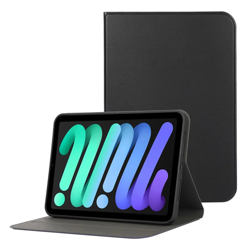 For iPad mini (2024) / mini (2021) Protective Case Auto Wake / Sleep PU Leather Tablet Cover with Stand - Black - 1