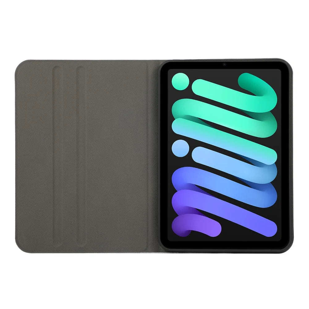 For iPad mini (2024) / mini (2021) Protective Case Auto Wake / Sleep PU Leather Tablet Cover with Stand - Black - 6