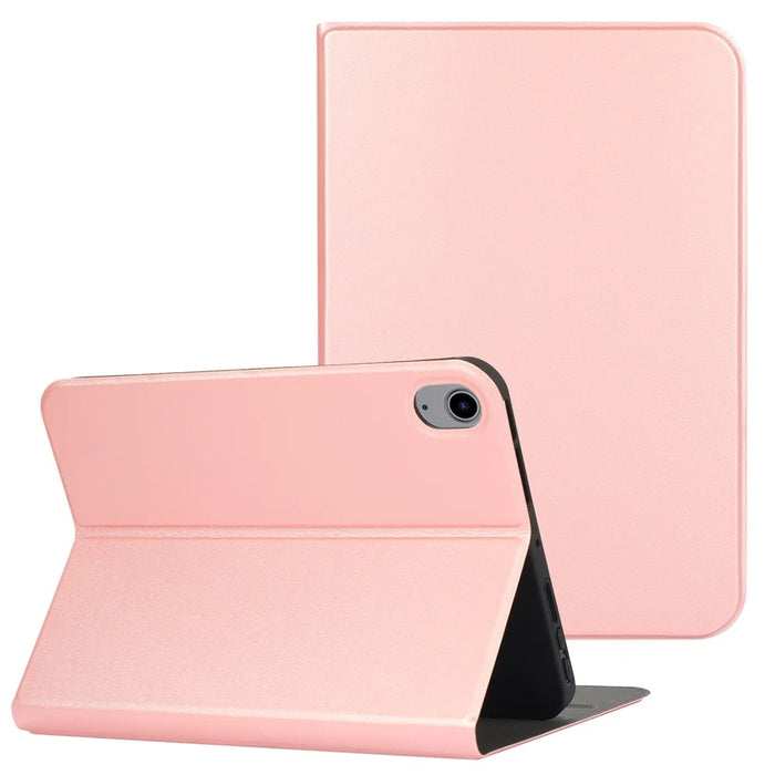 Anti-Scratch Solid Color PU Leather Protective Folio Case Cover with Stand for Apple iPad mini (2024) / mini (2021) / mini 6 - Rose Gold - 1