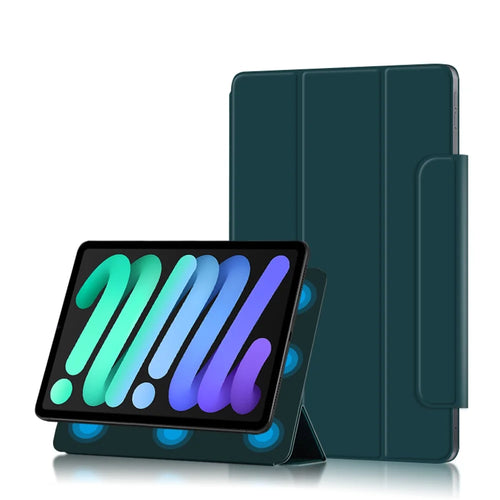Tri-Fold Stand Magnetic Absorption PU Leather Tablet Cover Case for iPad mini (2024) / mini (2021) - Green - 1
