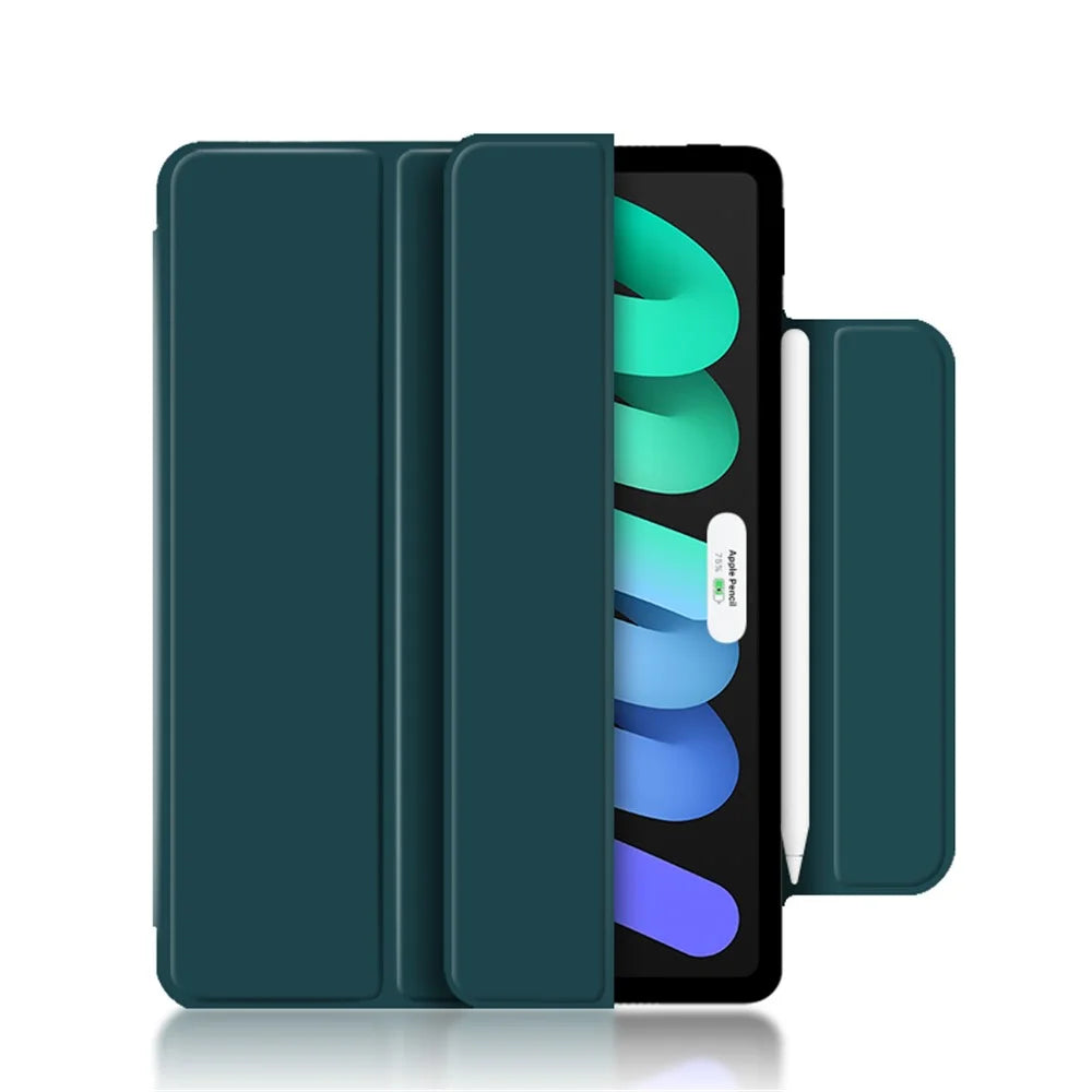Tri-Fold Stand Magnetic Absorption PU Leather Tablet Cover Case for iPad mini (2024) / mini (2021) - Green - 5