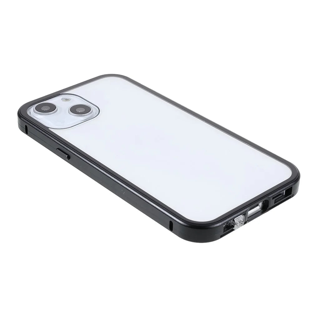 Privacy-Protected 35 Degrees Anti-Peep Powerful Magnetic Metal Frame + Double-Sided Tempered Glass Phone Case for iPhone 13 6.1 inch - Black - 4