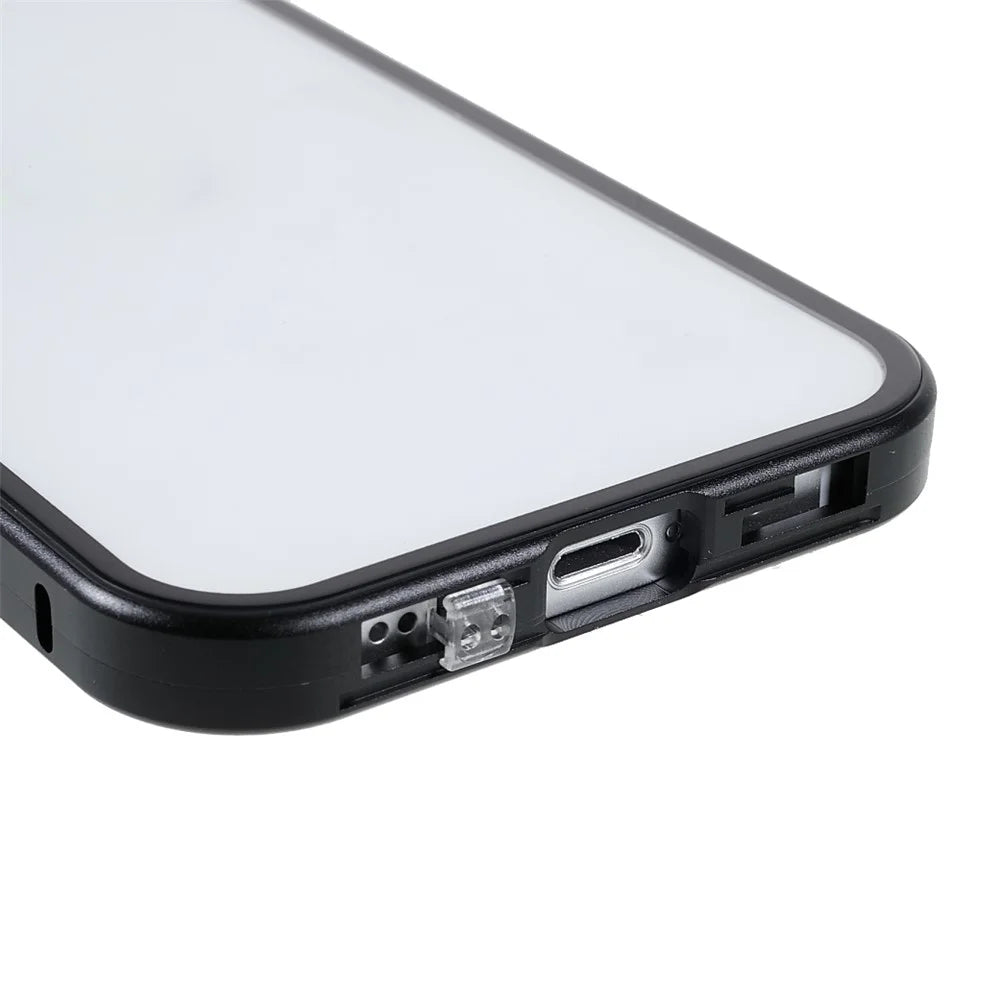 Privacy-Protected 35 Degrees Anti-Peep Powerful Magnetic Metal Frame + Double-Sided Tempered Glass Phone Case for iPhone 13 6.1 inch - Black - 5