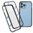 Drop-proof Double-sided Bright and Clear Tempered Glass + Magnetic Metal Frame Phone Case for iPhone 13 Pro 6.1 inch - Black - 1