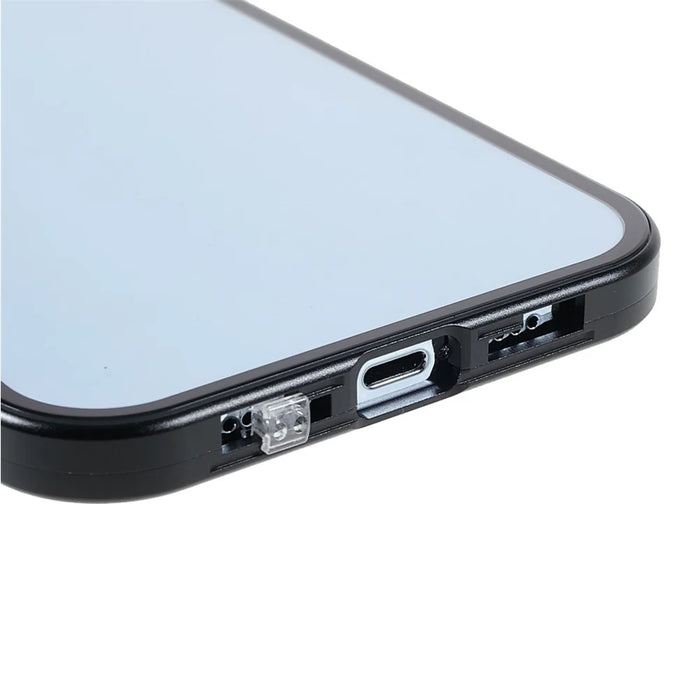 Drop-proof Double-sided Bright and Clear Tempered Glass + Magnetic Metal Frame Phone Case for iPhone 13 Pro 6.1 inch - Black - 5