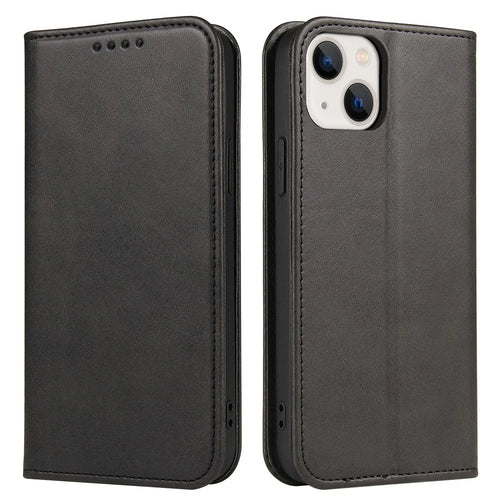 Strong Magnetic Closure Leather Wallet Stand Phone Cover Case for iPhone 13 6.1 inch - Black - 1