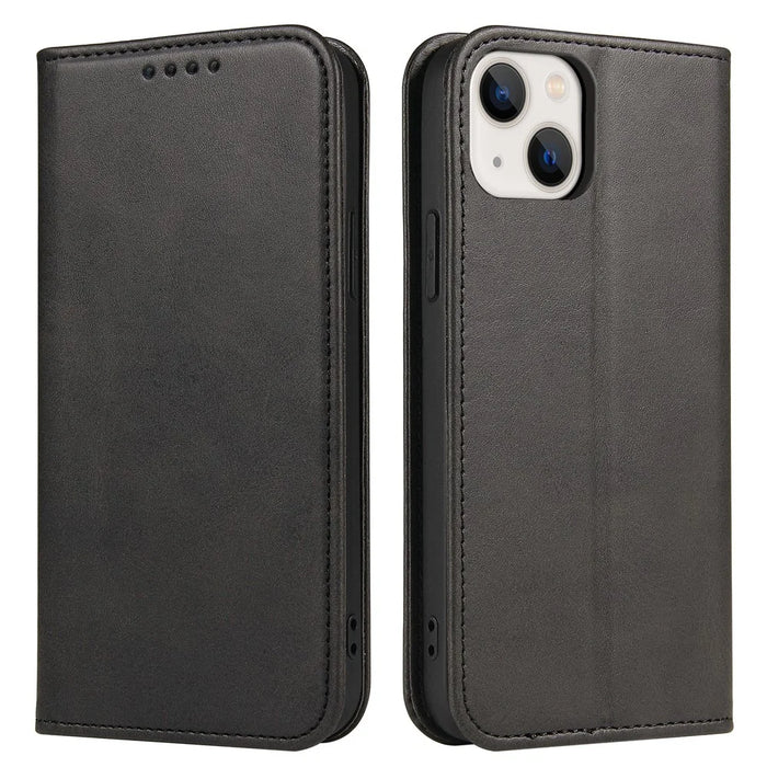 Strong Magnetic Closure Leather Wallet Stand Phone Cover Case for iPhone 13 6.1 inch - Black - 1