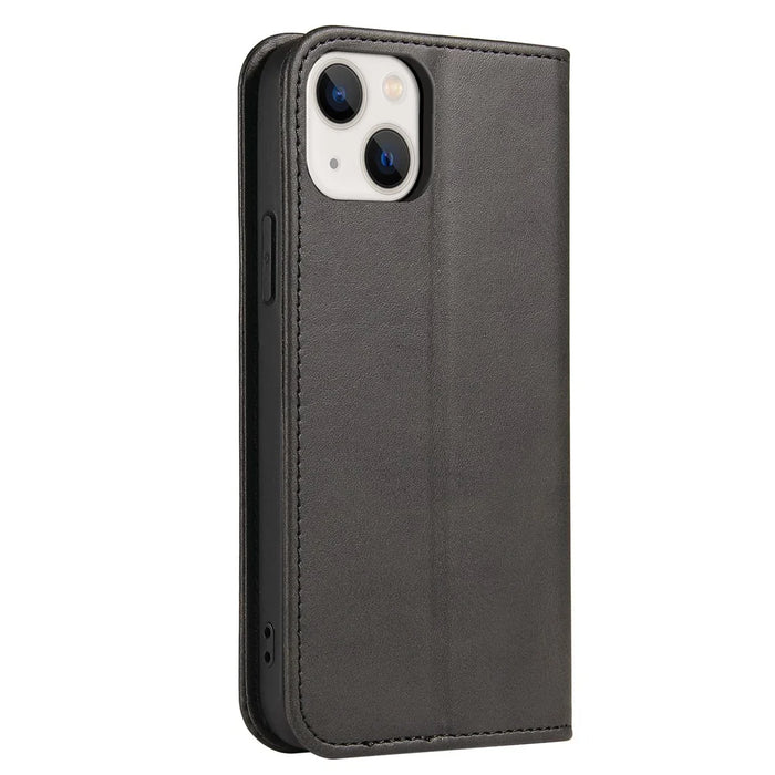Strong Magnetic Closure Leather Wallet Stand Phone Cover Case for iPhone 13 6.1 inch - Black - 3