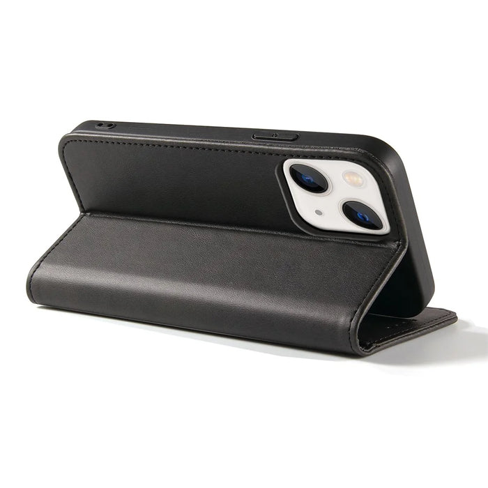 Strong Magnetic Closure Leather Wallet Stand Phone Cover Case for iPhone 13 6.1 inch - Black - 4