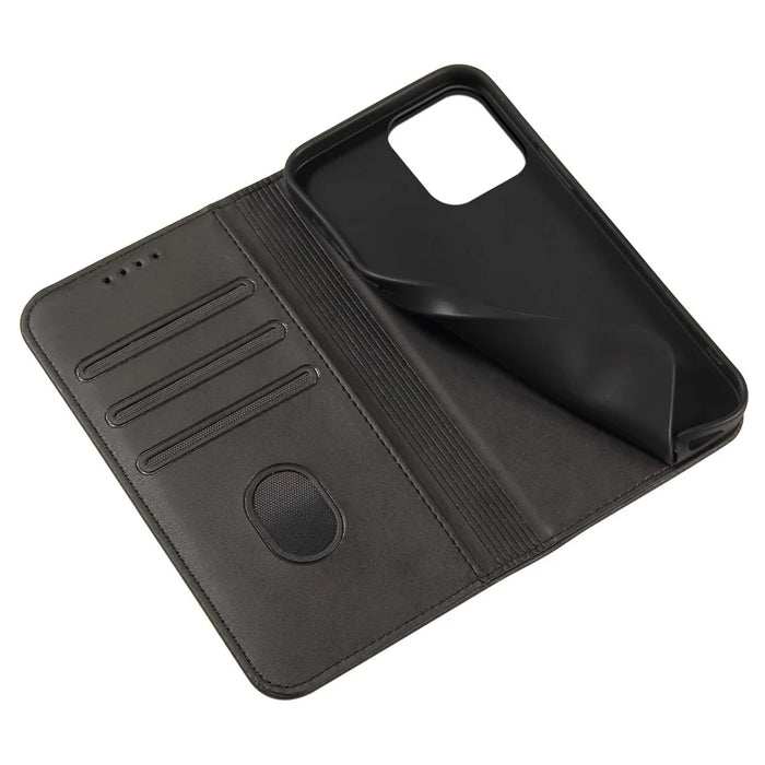 Strong Magnetic Closure Leather Wallet Stand Phone Cover Case for iPhone 13 6.1 inch - Black - 6