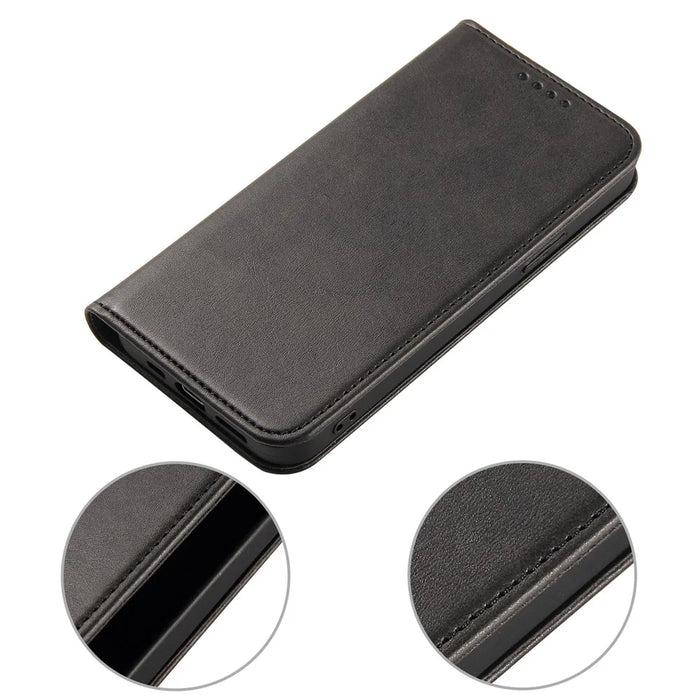 Strong Magnetic Closure Leather Wallet Stand Phone Cover Case for iPhone 13 6.1 inch - Black - 7