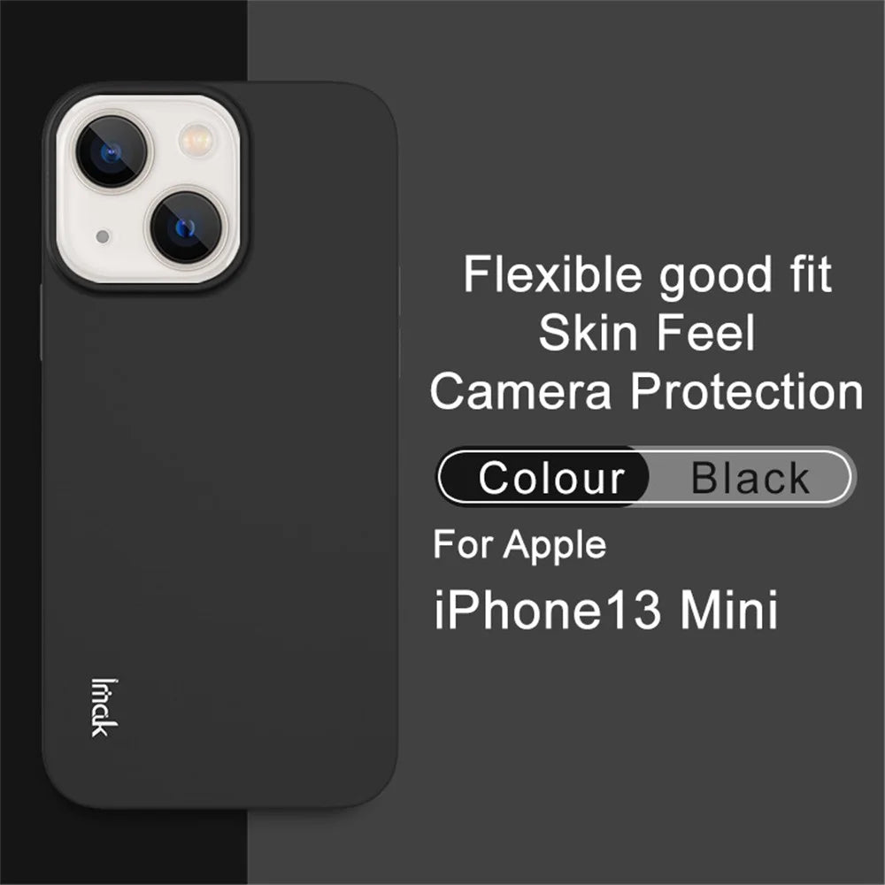 IMAK UC-2 Series Soft TPU Skin-feel Cell Phone Protective Case Cover for iPhone 13 mini 5.4 inch - Black - 2
