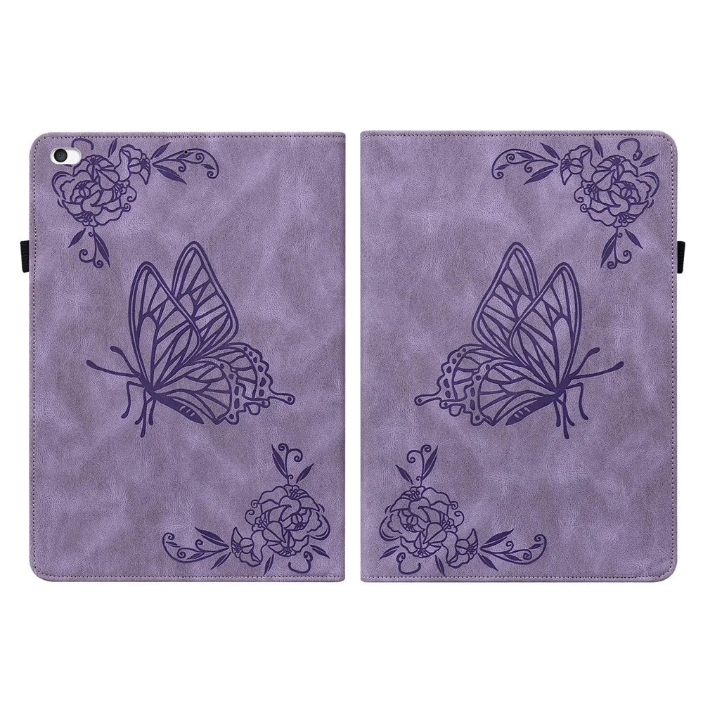 Shockproof Lightweight Tablet Cover Imprinted Butterfly Flower PU Leather Stand Cards Slot Case for iPad Mini / iPad Mini 2 / iPad mini 3 / iPad mini 4 / iPad mini (2019) 7.9 inch - Purple - 2