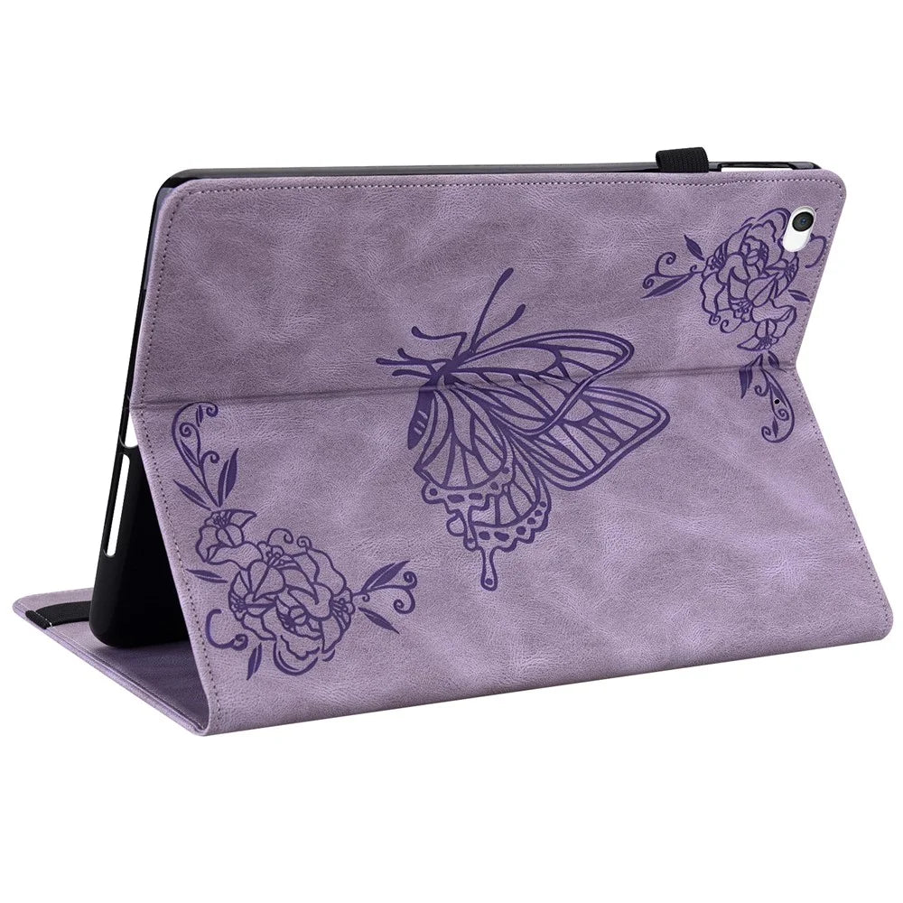 Shockproof Lightweight Tablet Cover Imprinted Butterfly Flower PU Leather Stand Cards Slot Case for iPad Mini / iPad Mini 2 / iPad mini 3 / iPad mini 4 / iPad mini (2019) 7.9 inch - Purple - 4