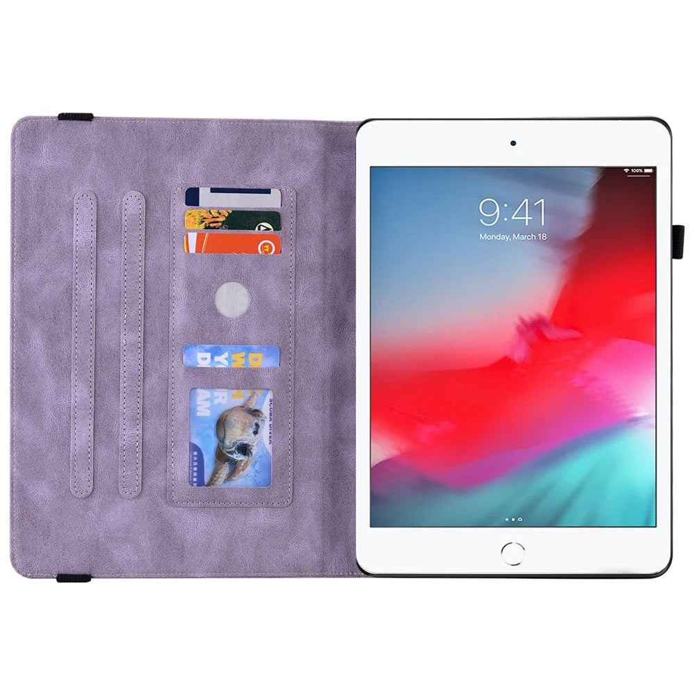Shockproof Lightweight Tablet Cover Imprinted Butterfly Flower PU Leather Stand Cards Slot Case for iPad Mini / iPad Mini 2 / iPad mini 3 / iPad mini 4 / iPad mini (2019) 7.9 inch - Purple - 5