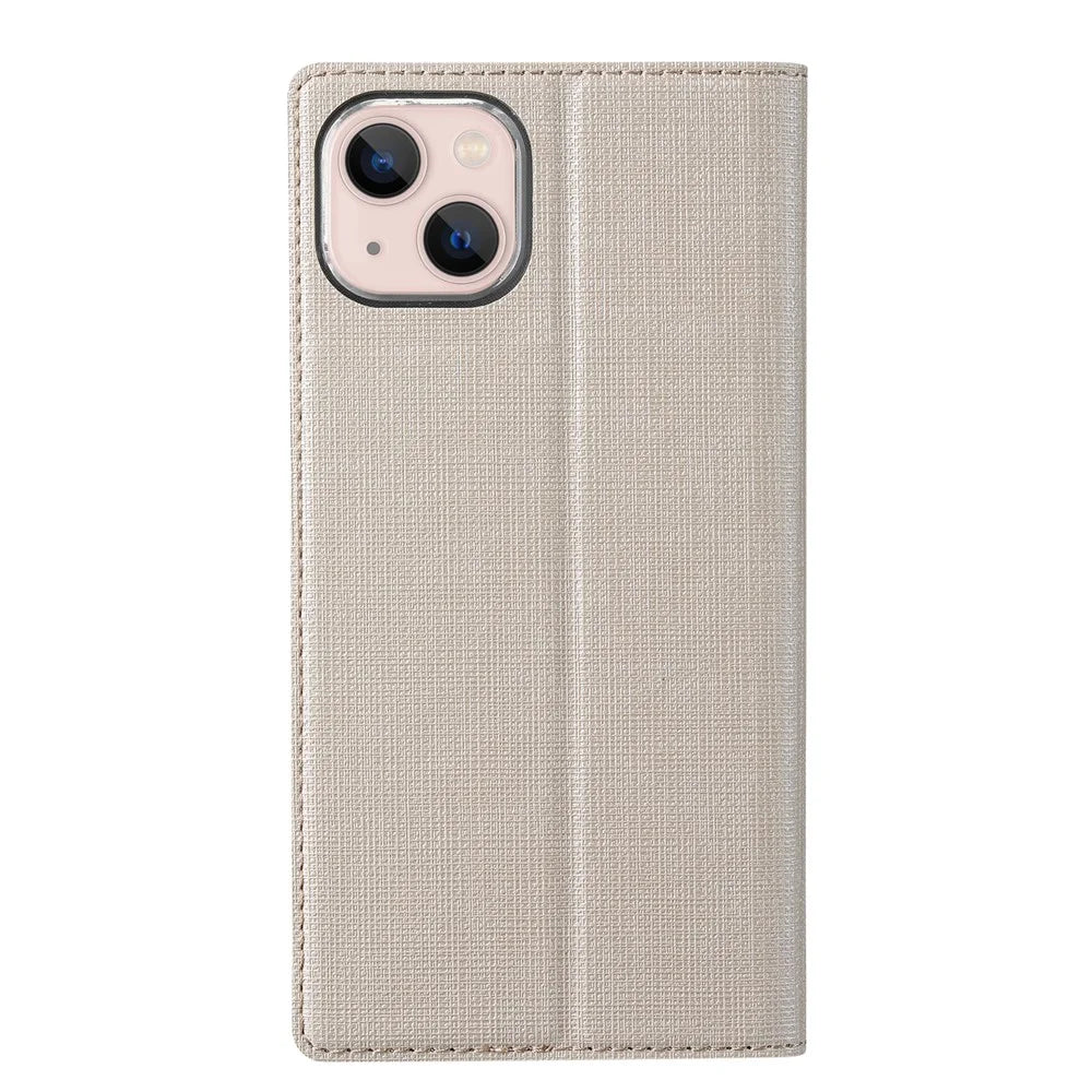 VILI DMX Series Automatic Absorption Drop-Resistant Leather Protector Stand Cover with Single Card Slot for iPhone 13 mini 5.4 inch - Khaki - 3