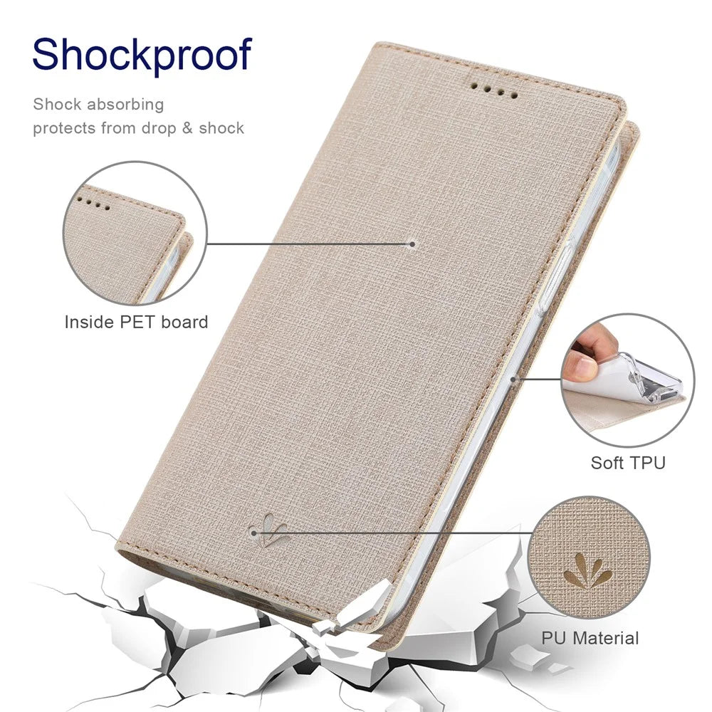 VILI DMX Series Automatic Absorption Drop-Resistant Leather Protector Stand Cover with Single Card Slot for iPhone 13 mini 5.4 inch - Khaki - 6