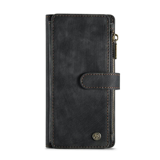 For iPhone 12 / 12 Pro Phone Cases with Strap CASEME C30 Zipper Multiple Card Holder PU Leather Cover - Black - 2