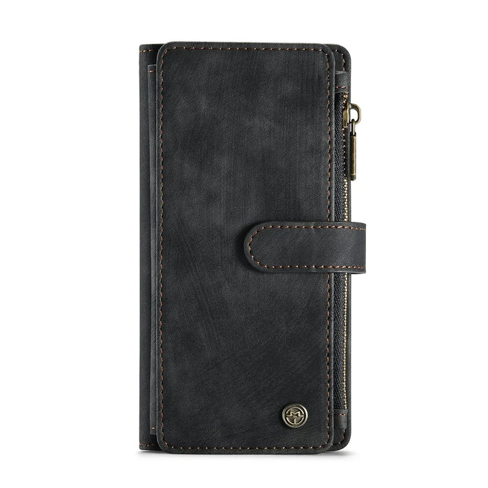 For iPhone 12 / 12 Pro Phone Cases with Strap CASEME C30 Zipper Multiple Card Holder PU Leather Cover - Black - 2