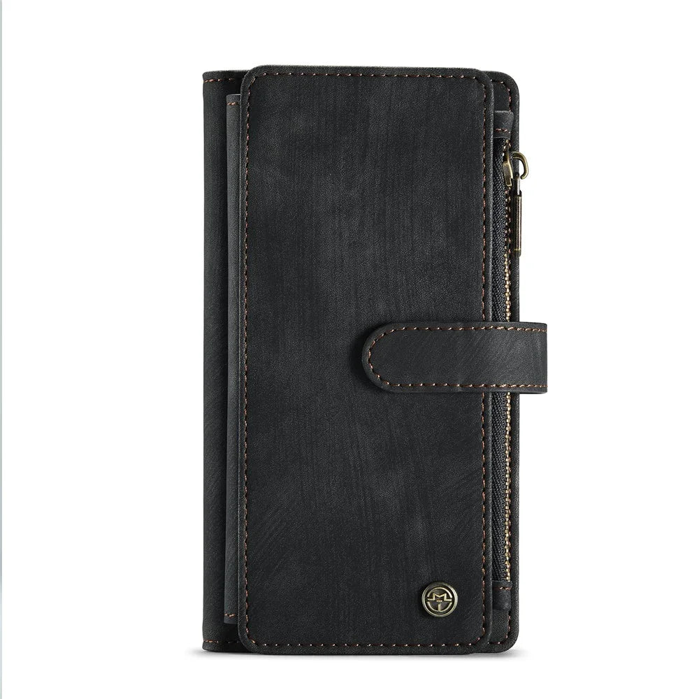 For iPhone X / XS Phone Cases with Strap CASEME C30 Zipper Multiple Card Holder PU Leather Cover - Black - 2