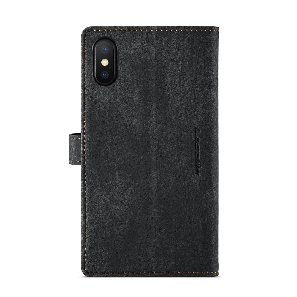 For iPhone X / XS Phone Cases with Strap CASEME C30 Zipper Multiple Card Holder PU Leather Cover - Black - 3