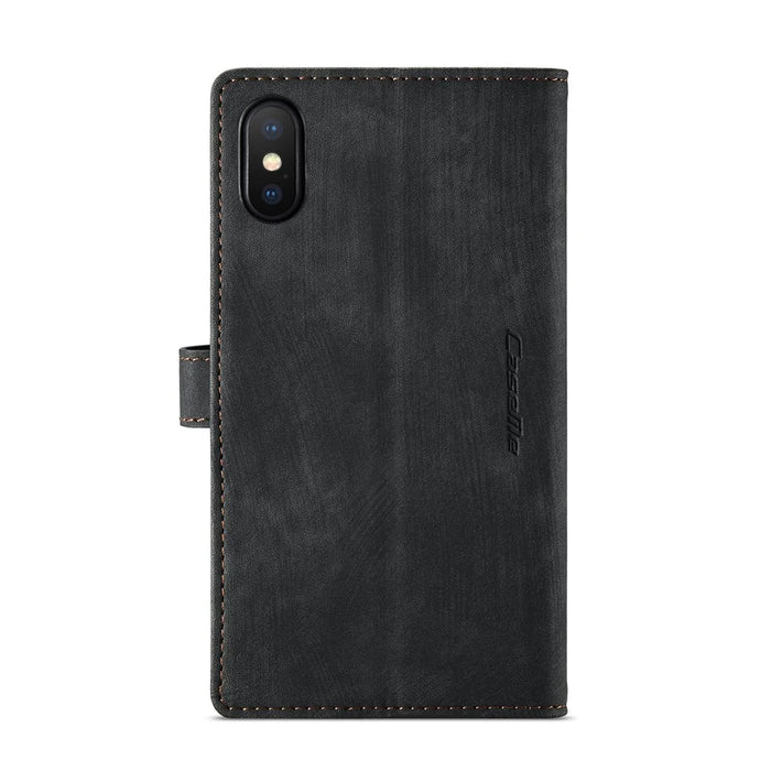 For iPhone X / XS Phone Cases with Strap CASEME C30 Zipper Multiple Card Holder PU Leather Cover - Black - 3