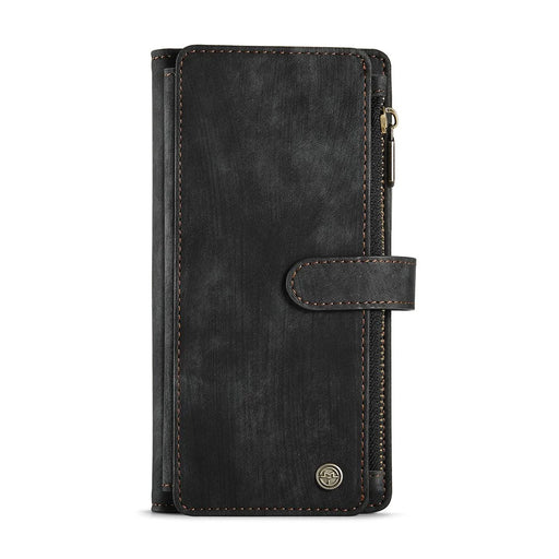 For iPhone 12 Pro Max Phone Cases with Strap CASEME C30 Zipper Multiple Card Holder PU Leather Cover - Black - 2