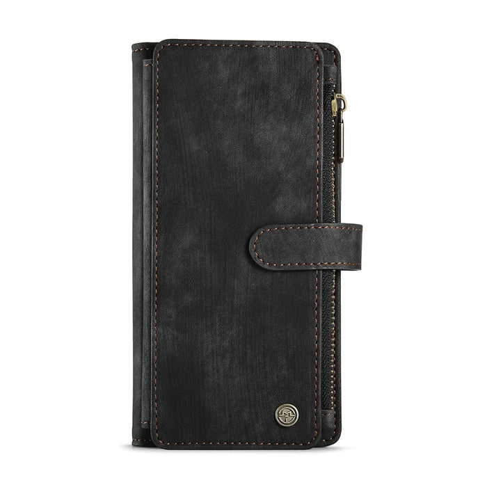 For iPhone 12 Pro Max Phone Cases with Strap CASEME C30 Zipper Multiple Card Holder PU Leather Cover - Black - 2
