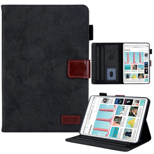 Cloth Texture Card Slots PU Leather Business Folio Stand Cover with Auto Wake / Sleep for iPad mini (2024) / mini (2021) - Black - 1