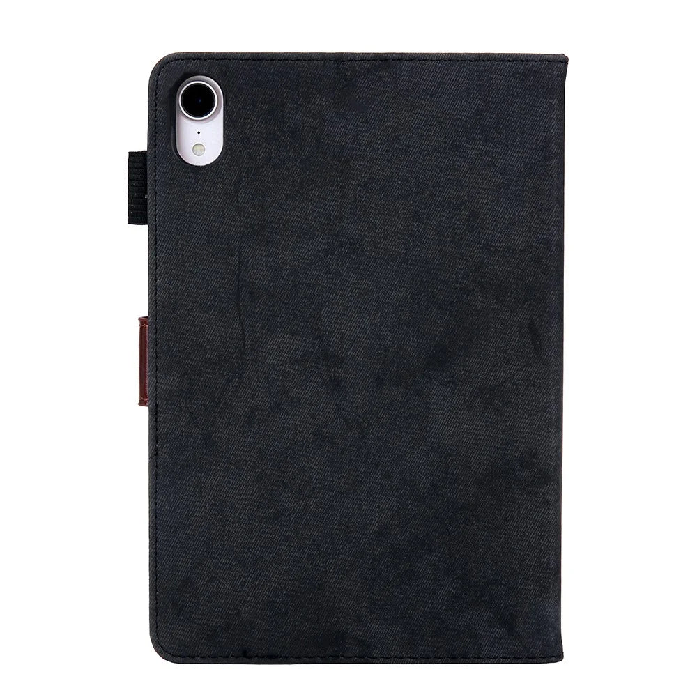 Cloth Texture Card Slots PU Leather Business Folio Stand Cover with Auto Wake / Sleep for iPad mini (2024) / mini (2021) - Black - 3
