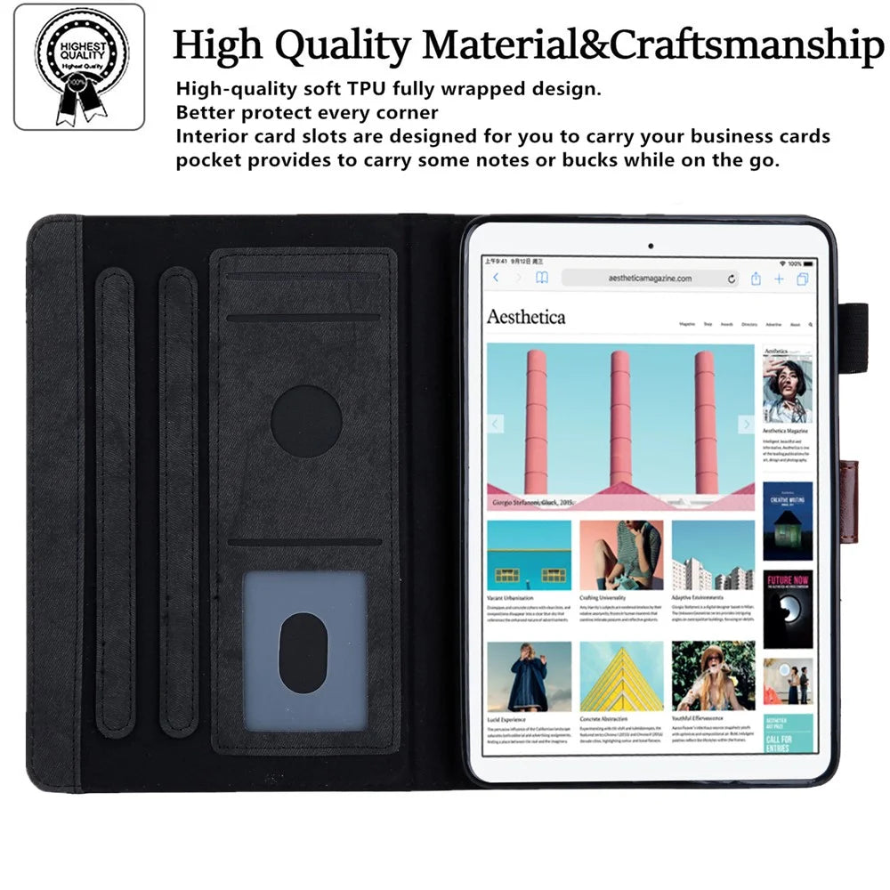 Cloth Texture Card Slots PU Leather Business Folio Stand Cover with Auto Wake / Sleep for iPad mini (2024) / mini (2021) - Black - 4