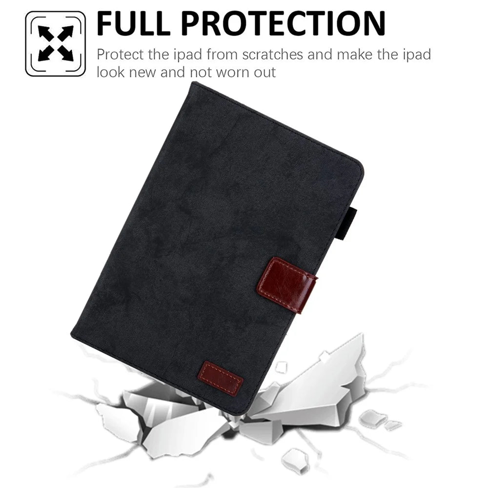 Cloth Texture Card Slots PU Leather Business Folio Stand Cover with Auto Wake / Sleep for iPad mini (2024) / mini (2021) - Black - 6
