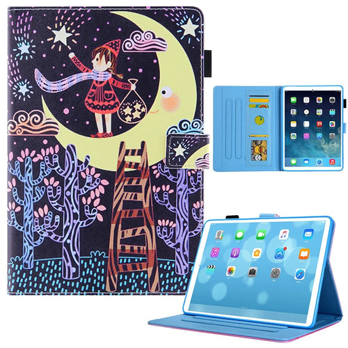 Stand Cross Texture Pattern Printing Leather Case with Auto Wake / Sleep for iPad mini (2024) / mini (2021) - Girl on The Moon - 1