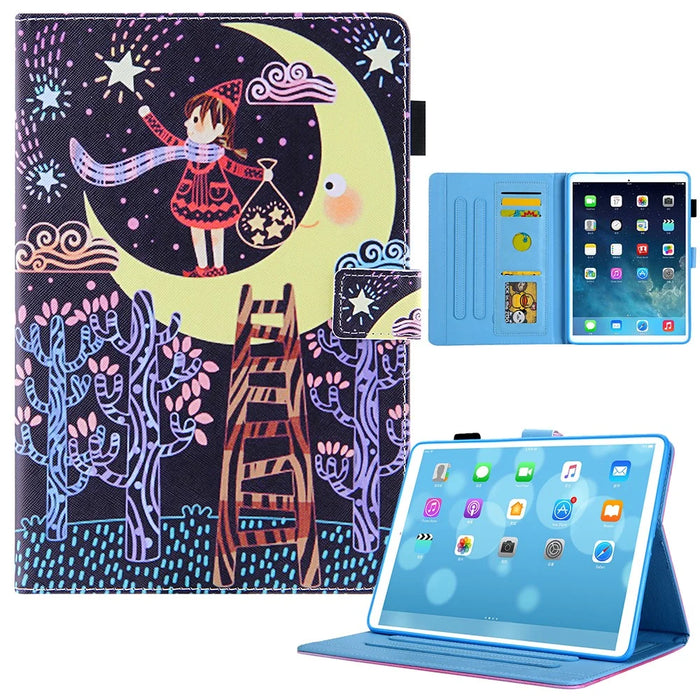 Stand Cross Texture Pattern Printing Leather Case with Auto Wake / Sleep for iPad mini (2024) / mini (2021) - Girl on The Moon - 1