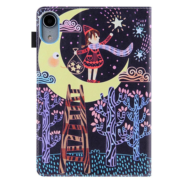 Stand Cross Texture Pattern Printing Leather Case with Auto Wake / Sleep for iPad mini (2024) / mini (2021) - Girl on The Moon - 3
