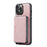JEEHOOD Well-protected Anti-fall Magnetic Detachable 2-in-1 Hybrid Case with Zippered Wallet Kickstand for iPhone 13 Pro 6.1 inch - Pink - 3