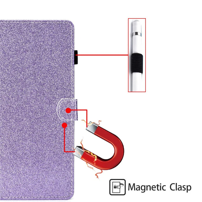Glittery Powder Card Slots Stand PU Leather + TPU Shell for iPad mini (2024) / mini (2021) - Purple - 6