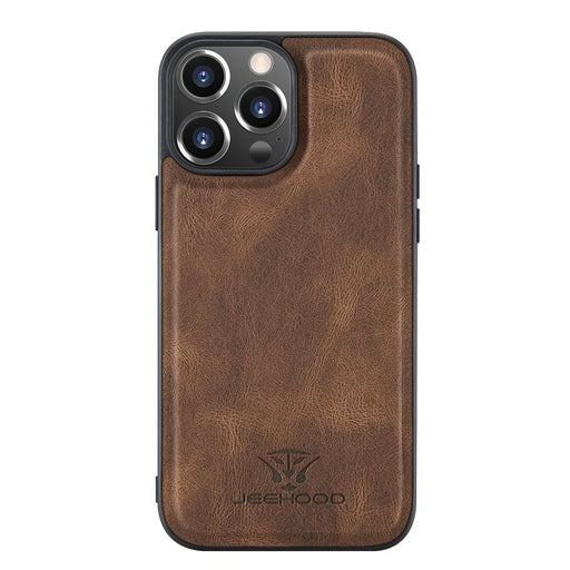 JEEHOOD Detachable 2-in-1 Magnetic Design Phone Case Kickstand Wallet Leather Coated TPU Phone Cover for iPhone 13 - Brown - 2