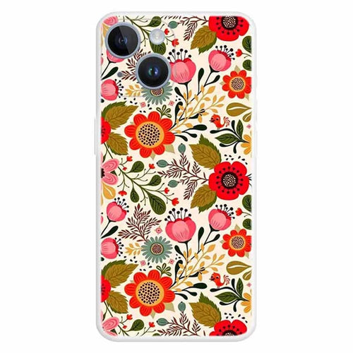 Pattern Printing Design Flexible TPU Bumper Protective Back Case Cover for iPhone 13 6.1 inch - Colorful Flowers - 1