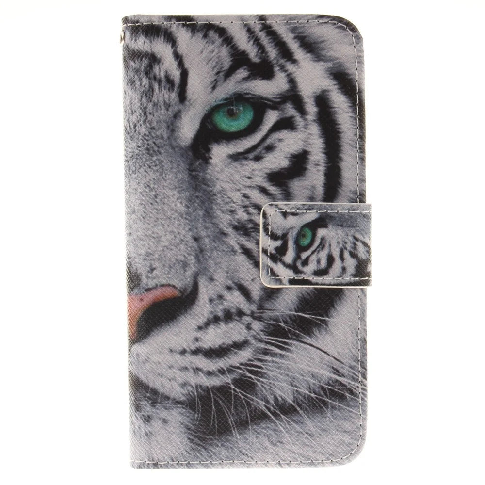 Wallet Stand Leather Case for iPhone SE (2020)/SE (2022)/8/7 4.7 inch - Tiger with Green Eye - 1