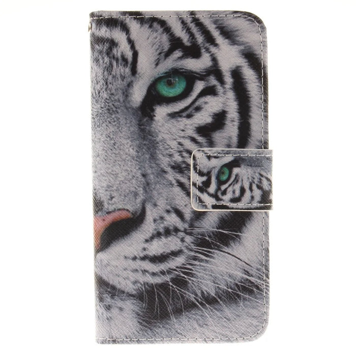 Wallet Stand Leather Case for iPhone SE (2020)/SE (2022)/8/7 4.7 inch - Tiger with Green Eye - 1