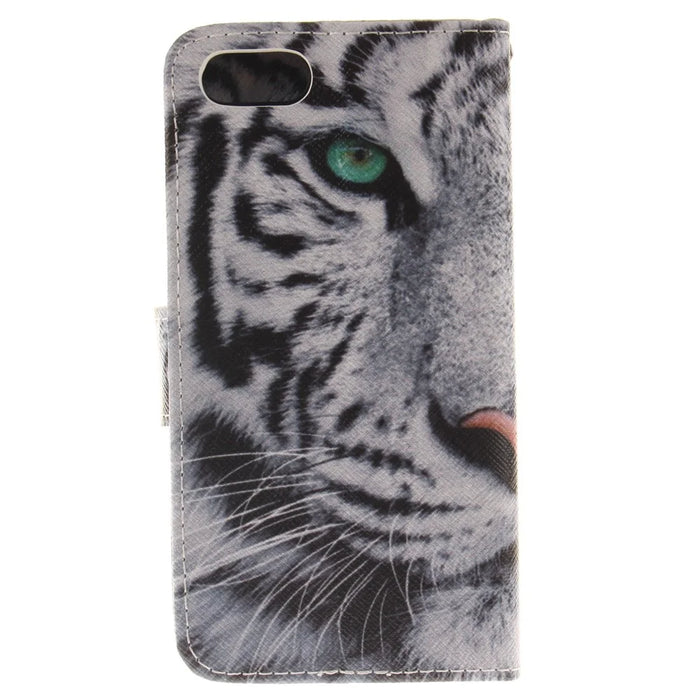 Wallet Stand Leather Case for iPhone SE (2020)/SE (2022)/8/7 4.7 inch - Tiger with Green Eye - 2
