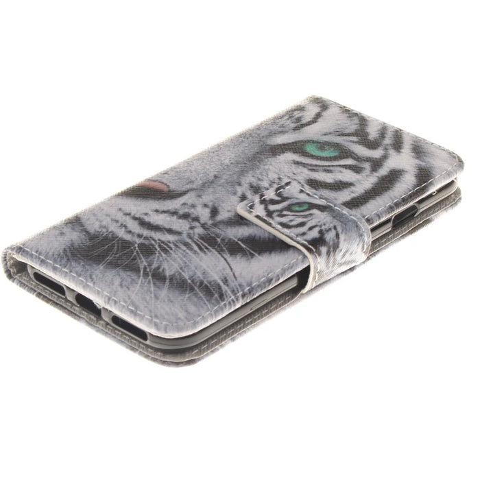 Wallet Stand Leather Case for iPhone SE (2020)/SE (2022)/8/7 4.7 inch - Tiger with Green Eye - 3