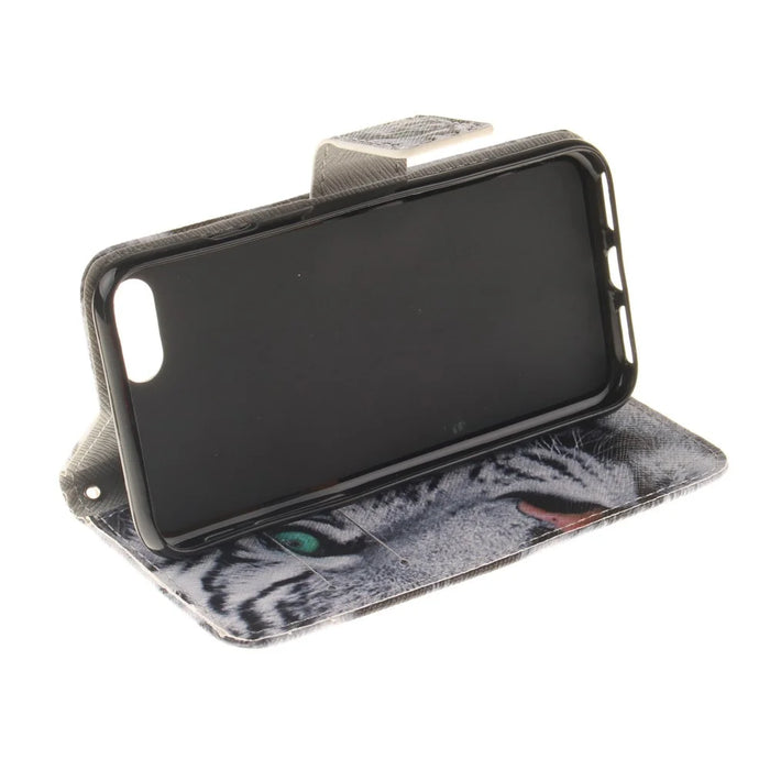 Wallet Stand Leather Case for iPhone SE (2020)/SE (2022)/8/7 4.7 inch - Tiger with Green Eye - 5
