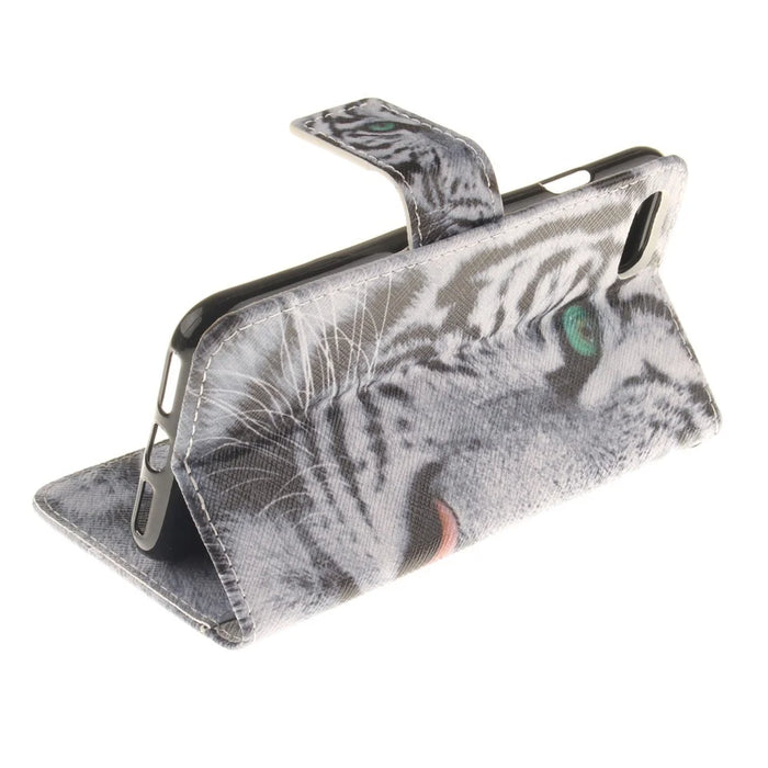 Wallet Stand Leather Case for iPhone SE (2020)/SE (2022)/8/7 4.7 inch - Tiger with Green Eye - 6