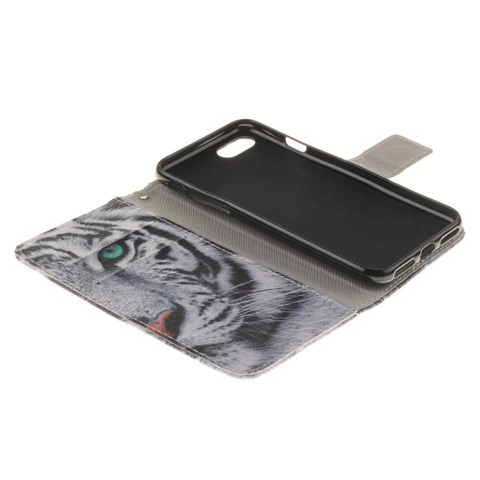 Wallet Stand Leather Case for iPhone SE (2020)/SE (2022)/8/7 4.7 inch - Tiger with Green Eye - 7